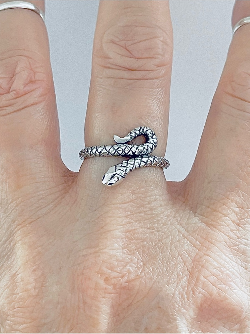 🐍TOP SELLER 🐍 Sterling Silver Snake Ring, Reptile Animal Silver Rings, Snakes - Picture 4 of 13